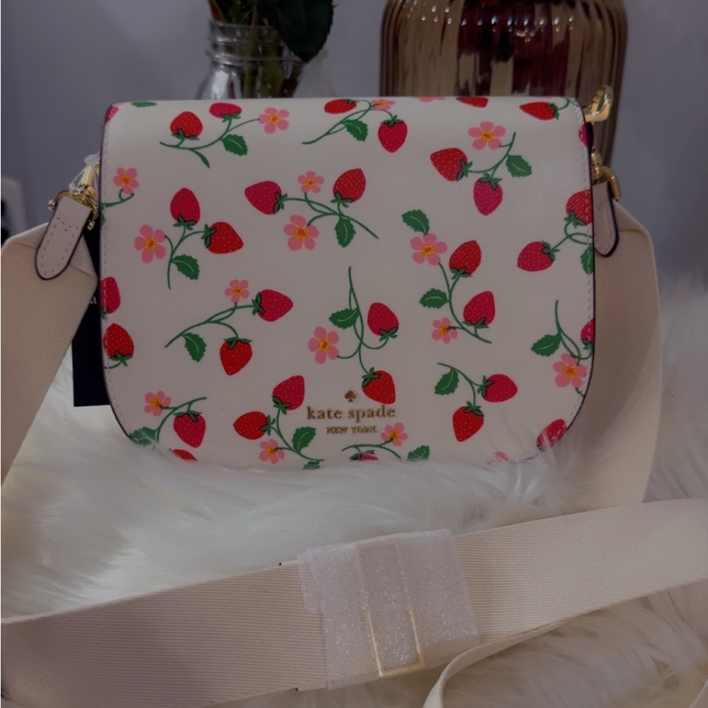 Kate Spade Cream Strawberry Print Crossbody Bag